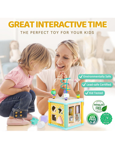 Cubo de Actividad de Madera Airlab para Bebés 1-3 Años