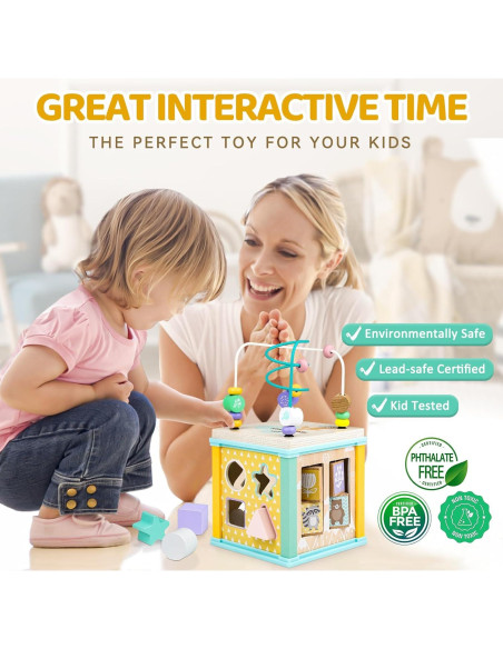Cubo de Actividad de Madera Airlab para Bebés 1-3 Años