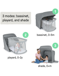 Cuna Portátil 3-en-1 Ingenuity Retiro de Sueños Gris 2