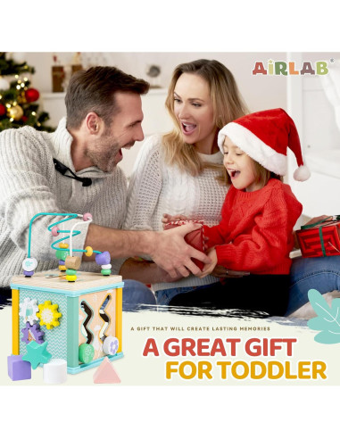 Cubo de Actividad de Madera Airlab para Bebés 1-3 Años