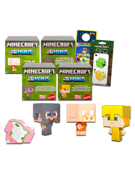 Toppers de Pastel Minecraft 4 Pack - Mini Figuras para Fiestas