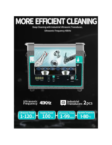 Limpiador Ultrasónico 3L SupRUCCI 120W con Calentador y Temporizador