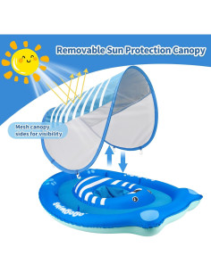 Flotador de piscina para bebés Swimbobo K7706 con toldo UPF 50 2