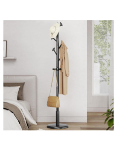 Perchero de Madera Sólida Taitiy 10 Ganchos 68 kg Negro