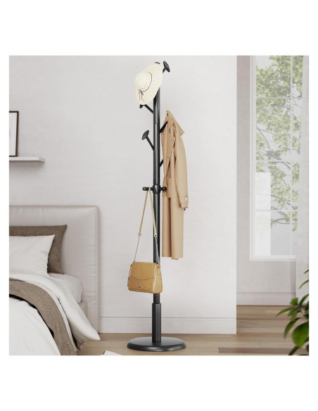 Perchero de Madera Sólida Taitiy 10 Ganchos 68 kg Negro