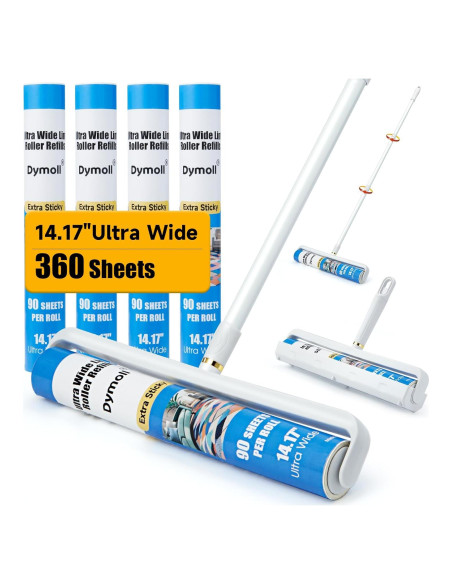 Rodillo de Pelusa Grande DYMOLL 14.17" Extra Pegajoso 360 Hojas Rodillo de Pelusa Grande DYMOLL 14.17" Extra Pegajoso 360 Hojas