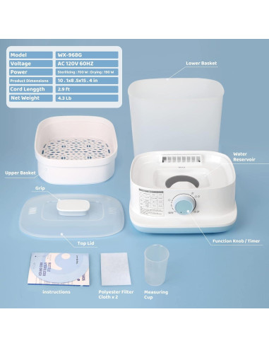 Vaporera y Secadora Eléctrica Little Bo Baby 5 en 1 2.42 kg