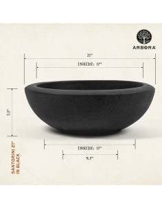 Maceta Arbora 53cm Tazón Santorini Poliresina Negra 2