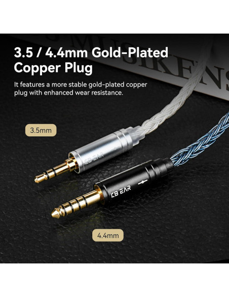 Cable IEM KZ ST24 Plus 2M 3.5mm Baño de Plata Azul Oscuro