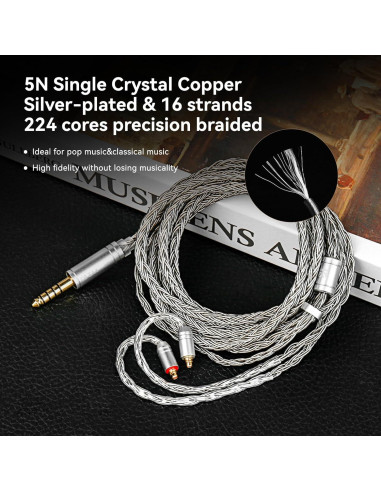 Cable IEM KZ ST24 Plus 2M 3.5mm Baño de Plata Azul Oscuro