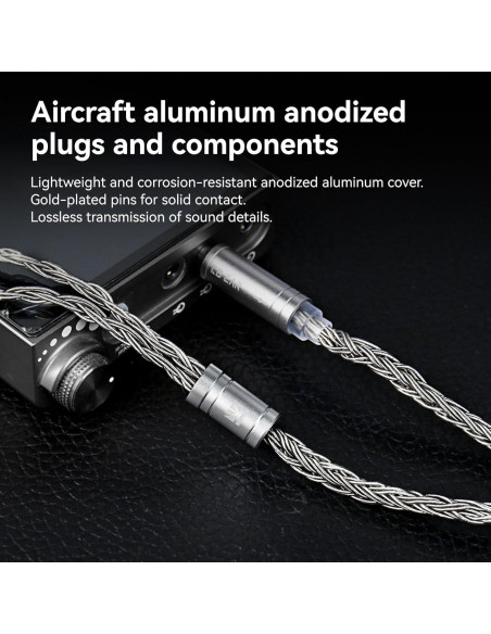 Cable IEM KZ ST24 Plus 2M 3.5mm Baño de Plata Azul Oscuro