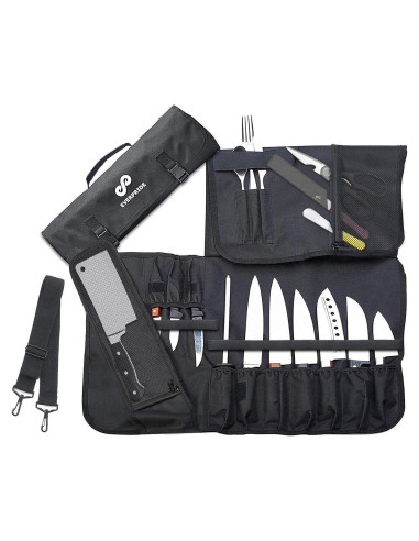 Bolsa de cuchillos para chefs EVERPRIDE negra - Sostiene 10 cuchillos