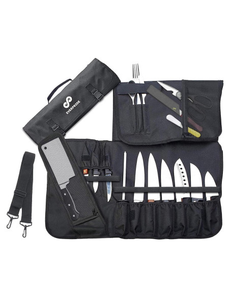 Bolsa de cuchillos para chefs EVERPRIDE negra - Sostiene 10 cuchillos