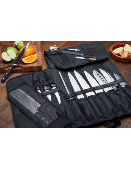 Bolsa de cuchillos para chefs EVERPRIDE negra - Sostiene 10 cuchillos