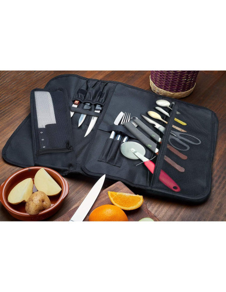 Bolsa de cuchillos para chefs EVERPRIDE negra - Sostiene 10 cuchillos