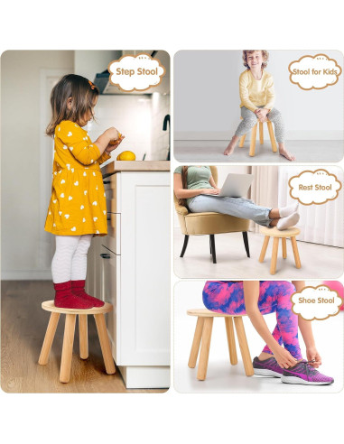 Taburete de Madera Wingyz para Niños 25.4 cm Natural