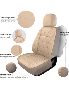 Fundas de Asiento de Coche HChengkikz KZ-4 Beige Impermeables 2