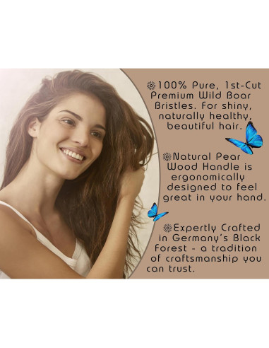 Cepillo de Cerdas de Jabalí Tibet 100% Natural para Cabello Fino