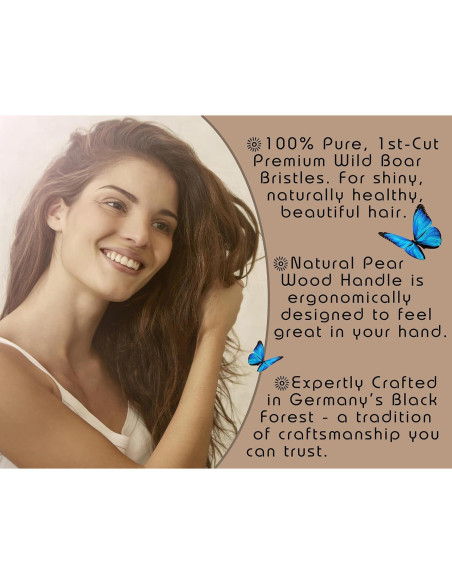 Cepillo de Cerdas de Jabalí Tibet 100% Natural para Cabello Fino