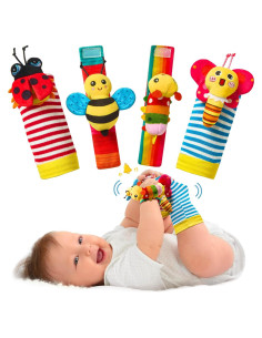 Sonajeros de Muñeca y Calcetines para Bebés 0-12 Meses
