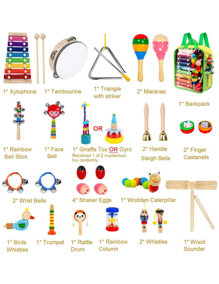 Conjunto de Instrumentos Musicales Taimasi 33Pcs para Niños