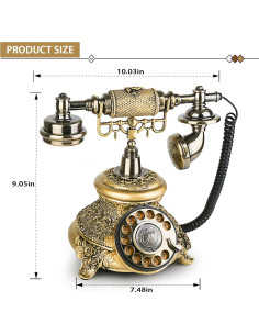 Teléfono de disco rotatorio vintage Sangyn bronce 1.95 kg 2