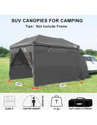 Paredes Laterales KAMPKEEPER para Carpa 10x10m - Negro