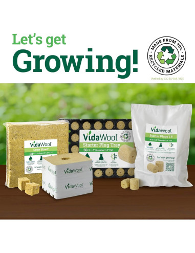 Hoja de Crecimiento Inicial VidaWool Grow 98 Tapones Hidropónicos