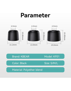 6 Pares Puntas de Auriculares KBEAR KF01 Espuma Memoria In-Ear 2
