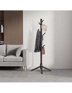 Perchero de Pie Azaeahom Negro con 8 Ganchos Ajustables 2
