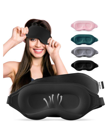 Máscara de Dormir 3D Audree Negra 100% Bloqueadora de Luz