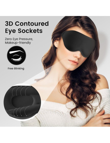 Máscara de Dormir 3D Audree Negra 100% Bloqueadora de Luz