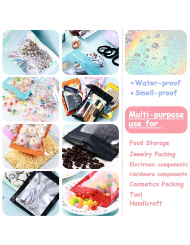 200 Bolsas Mylar Holográficas 10.16x15.24 cm Resellables