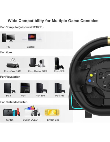 Rueda de Carreras DOYO R808A 1080 Grados para Xbox y PS4