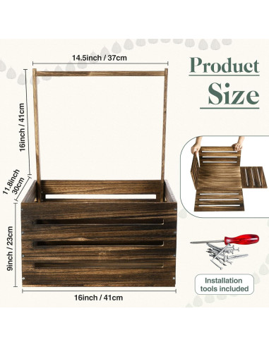 Caja de Madera para Baby Shower Suzile 41x30x20 cm Color Nogal