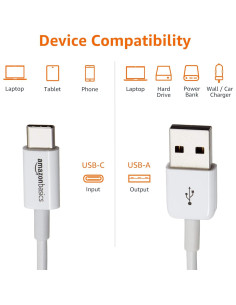 Cable de Carga Rápida USB-C a USB-A Amazon Basics 1.8m 2
