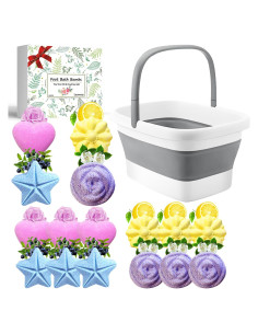 Bañera de Remojo para Pies Plegable Lanwexy + 16 Bombas Aromáticas