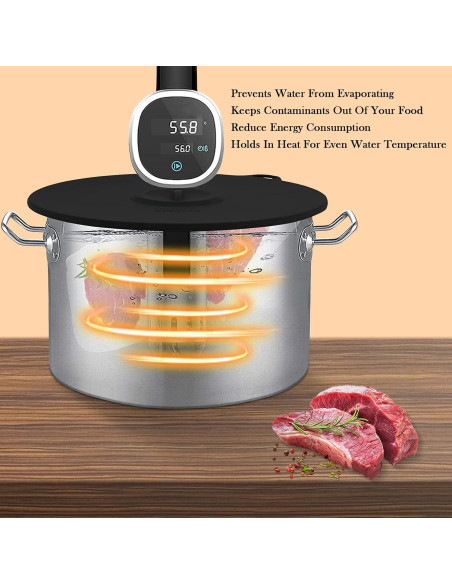 Tapa de Silicona para Cocción Sous Vide Hescred 30 cm Negra