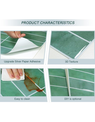 Azulejo autoadhesivo DEWOO 10 hojas 30.5x30.5cm verde