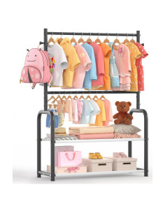 Perchero para Niños ZHKINGGS con Estante 2 Capas Negro