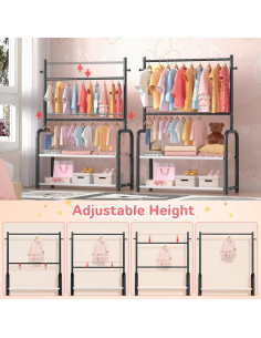 Perchero para Niños ZHKINGGS con Estante 2 Capas Negro 2