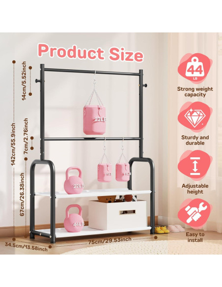 Perchero para Niños ZHKINGGS con Estante 2 Capas Negro