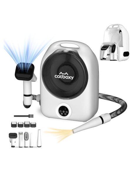 Kit Acicalamiento Mascotas Catboxy 2 en 1 Aspiradora y Secador