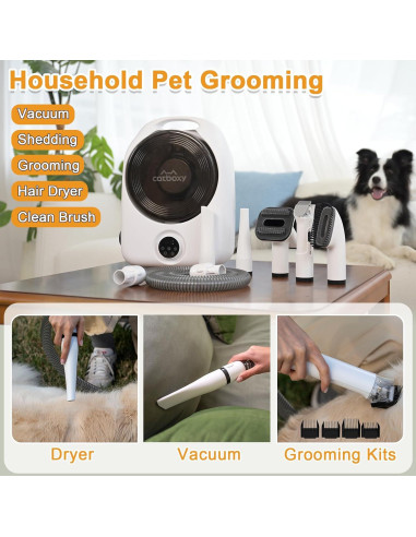 Kit Acicalamiento Mascotas Catboxy 2 en 1 Aspiradora y Secador