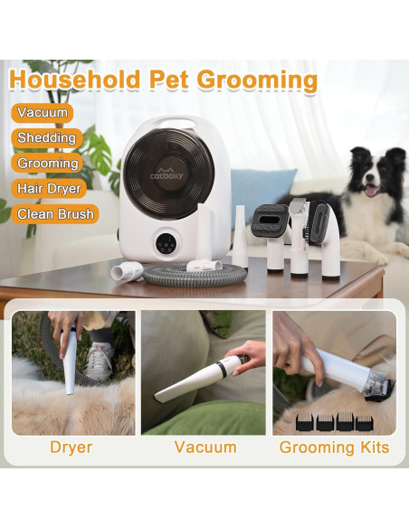 Kit Acicalamiento Mascotas Catboxy 2 en 1 Aspiradora y Secador