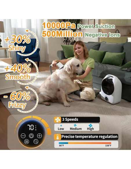 Kit Acicalamiento Mascotas Catboxy 2 en 1 Aspiradora y Secador