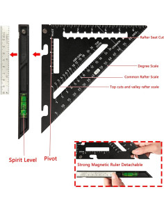 Escuadra de 17.8 cm Beslands con Nivel y Regla de Acero Inoxidable 2