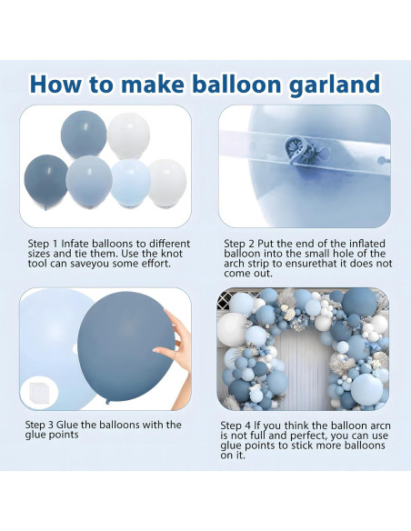 Kit Guirnalda de Globos Azul Polvoriento y Blanco Kafeli Kit Guirnalda de Globos Azul Polvoriento y Blanco Kafeli