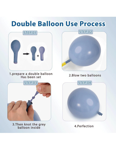 Kit Guirnalda de Globos Azul Polvoriento y Blanco Kafeli