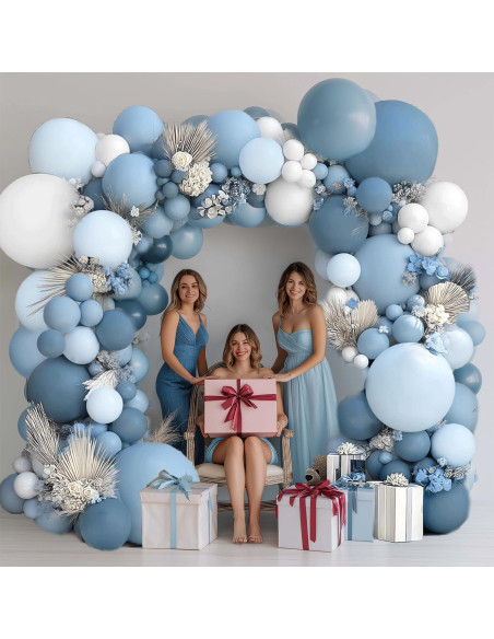 Kit Guirnalda de Globos Azul Polvoriento y Blanco Kafeli Kit Guirnalda de Globos Azul Polvoriento y Blanco Kafeli